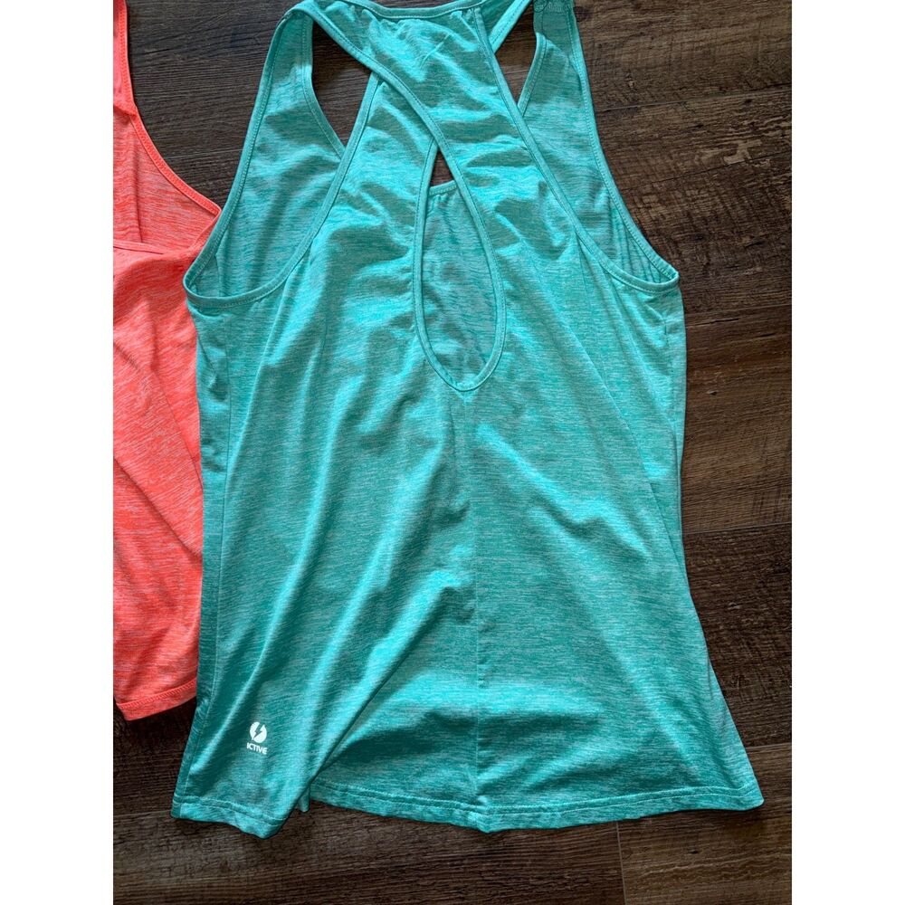 Lot of 3 Size Large EUC Like New active racerback tanks Royal Orange Green - Picture 5 of 16